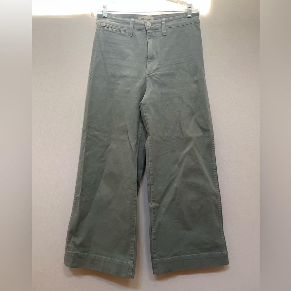 Madewell Emmett Wide Leg Crop Pants in Distant Surplus Green 29T